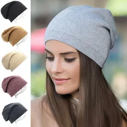 Beanie / Skull Caps Novo Outono Inverno Mulheres Chapéu Macio Beanie Fino Requintado Malha Quente à Prova de Frio Moda Bonnet Mulher Crânio 230925