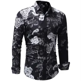 2018 Moda Marka Erkek Uzun Kollu Hawaii Gömlek Yaz Günlük Giysileri Çiçek Gömlek Erkekler İçin XXXL Camisa Masculina3291