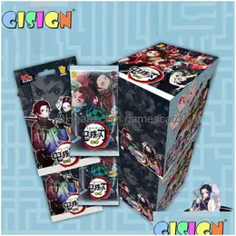 Nya japanska figurer Kort Demon Slayer Collection Card Game Child Kimetsu No Yaiba Collectibles Battle for Kids Toys G220311 Drop Del Dhwnp