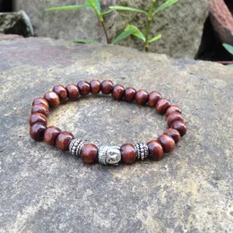 SN0407 whole fashion brown wood bead buddha bracelet cheap bead man buddhist mala yoga jewelry 281S