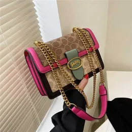 Contrast Color Chain Square Popular 2023 New Fashion Korean Edition Women's One Shoulder Crossbody Small Bag B60