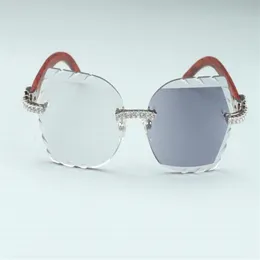 عدسة جديدة متغيرة للألوان منحوتة 8300817-C10 الفاخرة الطبيعية المعبد المنحوتة معبد الماس Eyeglass إطار 58-18-140 مم مرآة واحدة DU215G