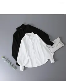الملابس العرقية Camisa feminina solta com manga lanterna blusa folgada gola elegante estilo coreano moda urbana para outono