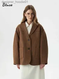 Parka da donna Piumini da donna Giacche da donna Trapuntato monopetto Cappotto di lana Caffè Manica lunga Tasca con risvolto Giacca corta Autunno Vintage Casual Accademico L230915