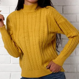 Kvinnors tröjor Monbeeph Women Turtleneck Autumn Winter Korean Pullover Basic Stripe Tops Casual Soft Sticking