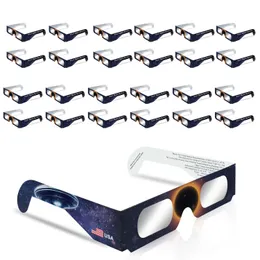 Famiglia di occhiali EclipSmart Safe Solar Eclipse, confezione da 25, certificati CE e ISO, tecnologia di filtraggio solare di alta qualità, taglia unica per tutti gli occhiali