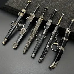 Keychains criativos chineses antigos pingentes de espada Keychain Chaves de liga vintage para homens homens Trendy Keyring Holder Kids Gifts