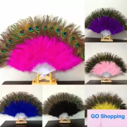 Fashion Peacock Feather Hand Fan Dancing Bridal Party Zaopatrzenie w Dekor Dorp