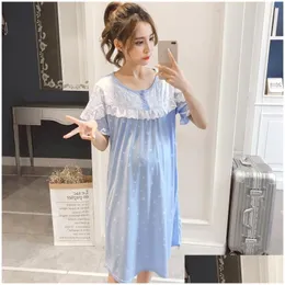 Maternity Dresses Dollplus Breastfeeding Sleepwear Cute Print Nightgown For Woman Dress Pijamas Pregnancy Nursing Nightdress Drop Deli Dhmej