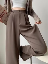 Women's Pants Fashion Autumn Women OL Suit Loose Relaxed High Waist Slim Solid Office Lady Wide Leg For Trousers Female