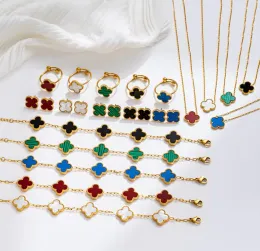 Mode Luxus vier Blattklee Halskette Designer Schmuck Set Frauen Anhänger Halsketten Armband Ohrring Mutter von Perlenblumen Halskette Weihnachtsgeschenk