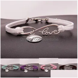 Charm Bracelets Fashion Softball Baseball For Women Mens Ball Sports Lover Love Infinity Veet Wrap Bangle Diy Jewelry In Bk Drop Deliv Dhoxj