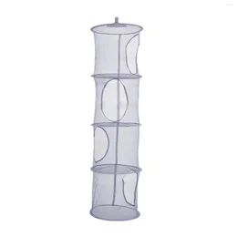 Storage Baskets 4 Compartments Large Capacity Classifying Space Saving Hanging Net Portable Foldable Mesh Organizer Easy Clean Home