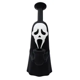 Cooler Totenkopf-Halloween-Silikon-Bong-Set, Wasserpfeife, Glasfiltergriff, Trichter, Schüssel, Kräutertabak, Zigarettenspitze, tragbare Raucher-Bubbler-Handpfeifen