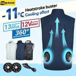 Coletes masculinos verão ventilador colete feminino colete masculino acampamento carregamento usb ar condicionado roupas colete de refrigeração trabalho de alta temperatura tamanho grande 230915