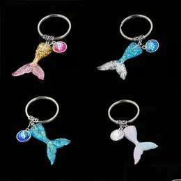 Arts And Crafts Mermaid Sequins Keychain Fishtail Scale Keychains Bag Purse Alloy Pendant Key Chain Drop Delivery Home Garden Gifts Dhqdf