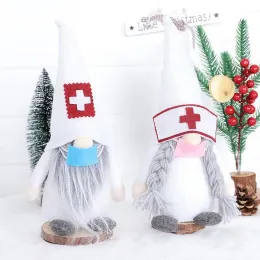 UPS Christmas Doctor Nurse Gnome Plush Ornaments Swedish Santa Xmas Tree Decor Holiday Home Party Decoration 1011 JJ 9.15