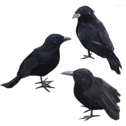 Tuindecoraties 3 stks/set Halloween Zwarte Kraai Nep Vogel Speelgoed Veer Dier Decoratie Props Feestartikelen