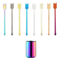 Forks 8 Pcs Stainless Steel Bow And Arrow Stirring Rod Colorful 4.93 Inches Multi Colored Fruit Fork