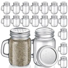 Organização de armazenamento de cozinha 4oz vidro sal e pimenta shakers claro mason jar mini para com tampa de metal alças mesa 230915