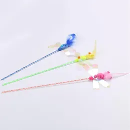 1 PC Colorful Sounding Dragonfly Feather Tickle Cat Rod Popular Cat Teaser Interactive Training Toys Pet Supplies246s