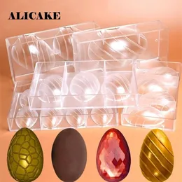 Happy Easter Egg Chocolate Mold Polycarbonate Mould Plastic Cracked Smooth Festival Decation Baking Bakery Tools Y200612200R