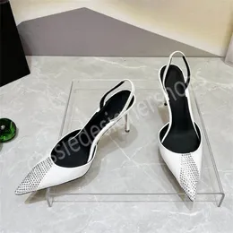 Mode spetsiga tå sexiga sandaler 2023 nya sommar kvinnor skor kristall dekor skor äkta läder sapato feminino storlek 35-40 het