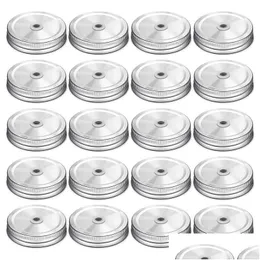 Kitchen Storage Organization 20 Pieces Metal Regar Mouth Mason Jar Lids With St Hole Compatible Sier 2.7 Inch Drop Delivery Home Garde Dhkoq