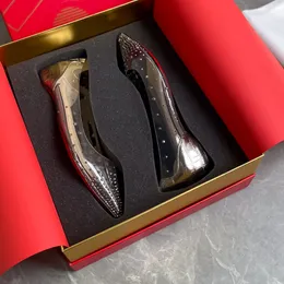 Sapatos femininos de couro com strass de filme transparente plano sapatos únicos sapatos de vidro de designer de luxo vermelho sapatos de passageiros planos sapatos de festa tamanhos 35-42 + caixa