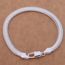 with tracking number Top 925 Silver Bracelet 6M Flat snake chain Bracelet Silver Jewelry 20Pcs lot cheap 1562265V
