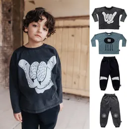 Set di abbigliamento LMH 2023 Autunno Inverno Maglione e pantaloni in cotone per bambini In stile vintage 230914