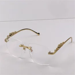 new fashion design optical frame glasses 36456512 small irregular frame-less transparent crystal cut lens animal leg retro classic268I