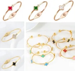 고품질 디자이너 4/Four Leaf Clover Charm 팔찌 패션 18K 골드 티타늄 뱅글 웨딩 주얼리 여성 크리스마스 선물