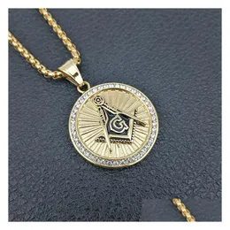 Pendant Necklaces Unique Design Mason Signet Past Master Masonic Pendants Round Coin Ag Emblem Necklace Jewelry Mens Stainless Steel D Dh1Jf