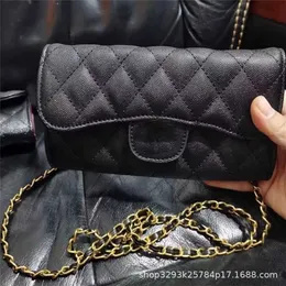 New Caviar Chain Lingge Embroidered Thread Handheld Zero Wallet Women's One Shoulder Crossbody Bag B60