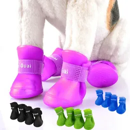 Haustier-Schutzschuhe, 4-teiliges Set, für Hunde, Regen, wasserdicht, rutschfest, Katzenschuhe, Gummistiefel für Outdoor-Schuhe, Socken, Zubehör 230914