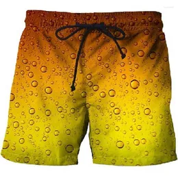 Mäns badkläder Summer Mens Beer Beach Shorts 3D Casual Breattable Gym Sports Pants Novelty män som simmar snabbtorkande