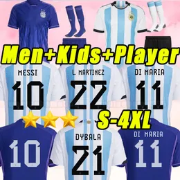 3XL 4XL 22 23 Argentina Soccer Jerseys Dybala Messis 2022 2023 Player Player Version Lautaro Martinez Di Maria Football Shirt Kun Aguero Maradona Kids Kit