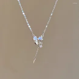 Astucci per gioielli Collana con fiocco con frange Collana con zirconi femminili Stella Awn Catena con clavicola Diamante sintetico Moissanite