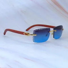 Y2k elmas kesim güneş gözlükleri ahşap lüks tasarımcı carter rimless güneş gözlükleri moda vintage şık gözlük sürüş gölgeleri kapı dekorasyon altın çerçeve