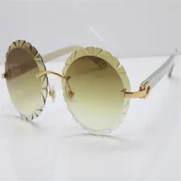 Randlose, geschnitzte Linse in limitierter Auflage T8200761 Vintage-Sonnenbrille Neue Edelstahlbrille Ovale Linse Unisex Designer Herren Wom280D