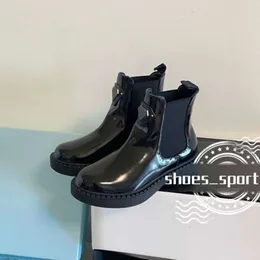 Botas femininas de luxo designer orignal sapatos de alta qualidade novo couro preto tornozelo chelsea plataforma deslizamento-on redondo botas planas grossas meia bota mulheres botas de cavaleiro