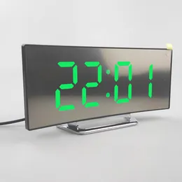 Zegary stołowe elektroniczny budzik bezkładny design cyfrowy LED duży wyświetlacz lustrzany pulpit Decor Horloge