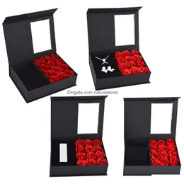 Jewelry Boxes Creative Eternal Soap Rose Small Gift Box Exquisite Valentines Day Cases Marriage Ring Holder Drop Delivery Packing Disp Dhwyg
