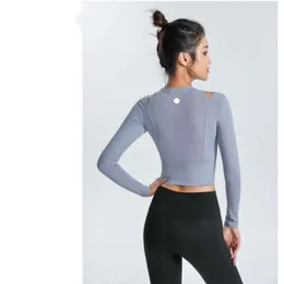 Lul Open Unbilical Sports Long Sleeve Women's Elastic Slim Fit Yoga Topクイック乾燥Tシャツランニングフィットネス