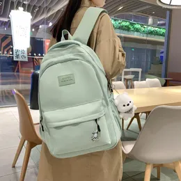 Ryggsäck drop campus stil kvinnlig solid färg stor kapacitet gymnasieelever skolväska resedator ryggsäckar