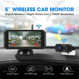 Araba Video Jansite 5 Monitör Arka Görünüm Kamerası Dijital 1080p Kablosuz Otomatik Park Sistemi Gece Görme Su Geçirmez Yedekleme Camer265Q