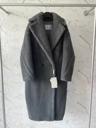 Cappotti oversize da donna MMAX teddy con fodera in pelliccia di alpaca, lana di cammello Cappotto lungo con risvolto e collo doppio petto