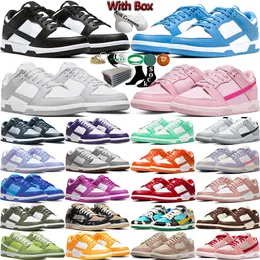 With Box Casual Shoes For Men Women Flat Sneakers Low Panda White Black Grey Fog Triple Pink University Blue Raspberry Red Team Gold Industrial Mens Trainers Walking