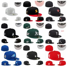 Pink Color Baseball Fited Hats Classic Team Navy Blue Colors Fashion Hip Hop Sport Men's Full Closed Design Caps Chapeau Light Grey DH-03 Storlek 7-8